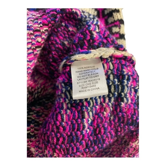 Lulumari Aztec Tribal Knit Sweater Pink Blue Cream One Size - Picture 5 of 12